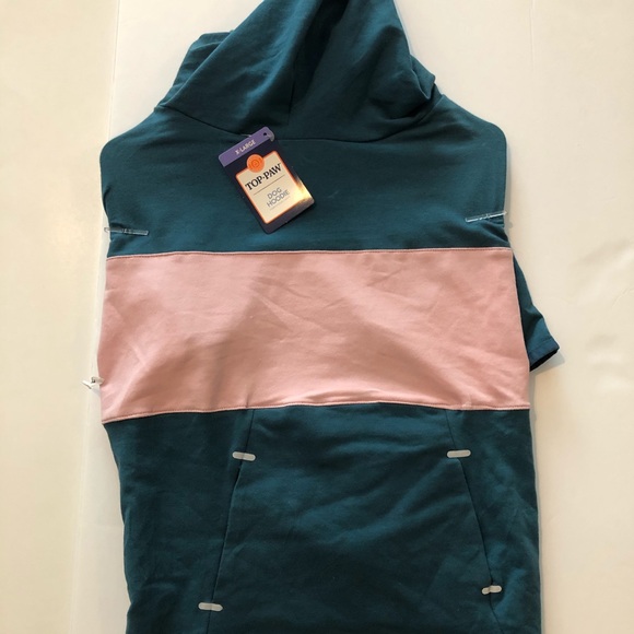 Top Paw dog teal/pink striped dog hoodie